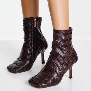 Brown Squared Toed Booties